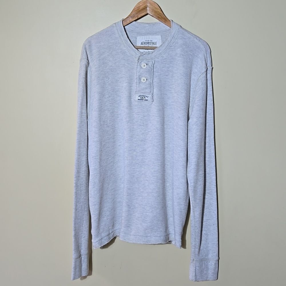 Aeropostale‎ Men's Y2K Thermal Henley Shirt XL Waffle Knit Thick Muscle 2000's - Picture 2 of 15